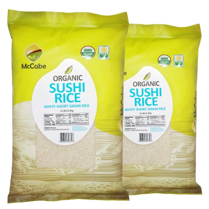 McCabe Organic Sushi Rice 12 Lbs (2 Packs), USDA Certified Organic,CCOF Certified,Product of USA