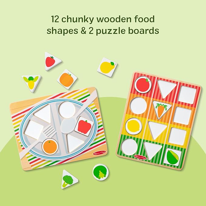 Melissa & Doug Wooden Shape Sorting Grocery Cart - Toddler Toys with 12 Blocks, Puzzle Board and Coffee Cup for Pretend Play and Montessori Toys - FSC Certified