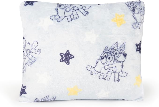 Jay Franco Kids 3 Piece Gift Set – 12" Shaped Character Pillow, 12" Decorative Pillow & 40" x 50" Throw Blanket, Ultra-Soft Plush Bedding, Couch Décor & Holiday Travel Set, Blue - Bluey