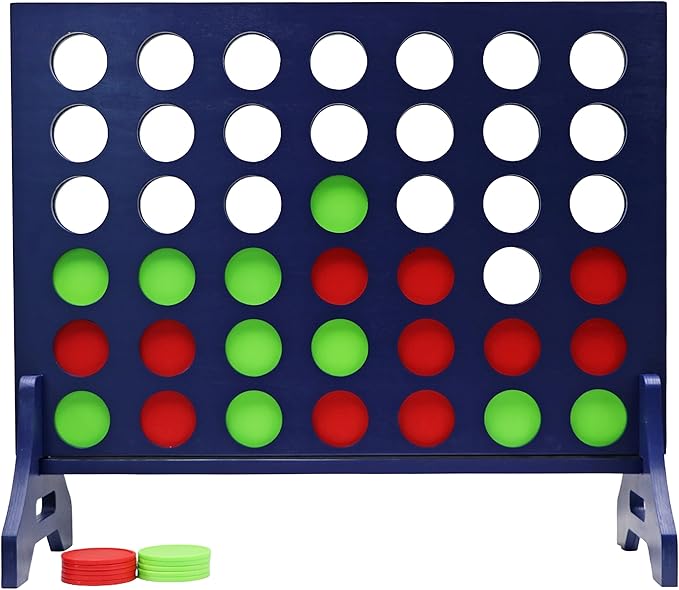 Tailgating Pros Premium Navy Giant Four in a Row with Carrying Case - Jumbo Oversized Outdoor Yard Game - Connect Multiple Pucks in a Row to Win - Many Puck Colors Available!
