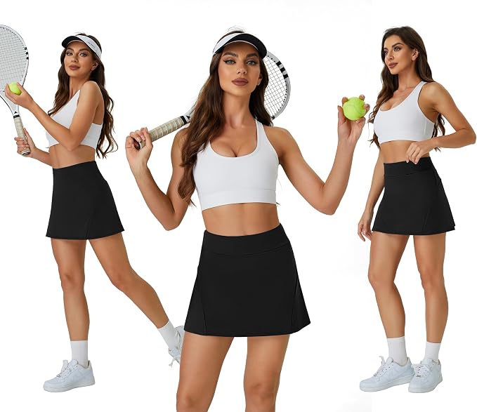 Womens Tennis Skirt Crossover High Waisted Skort with Pockets Shorts | Athletic Skirts for Golf Running Workout Pickleball, Aesthetic Activewear, Sporty Athleisure Style