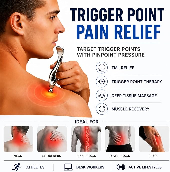 Melonsun Trigger Point Massage Tool for Deep Tissue Relief, Gua Sha Muscle Scraper for Fascia Release, Thumb Saver Acupressure Massager for Jaw, Neck, Shoulder, Back & Full Body Tension Relief