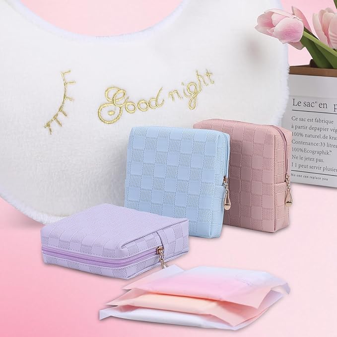Period Bag for Women Girls | PU Leather Sanitary Napkin Storage Bag | Cute Pads Bags for Period | Discreet Menstrual Pouch for Pads, Tampons, Menstrual Cups | Perfect for Travel & Daily Use