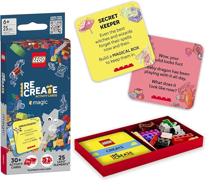 Lego Recreate Activity Cards – Magic | Fantasy Building Game with 30+ Activity Cards & 25 Lego Elements | Ages 6+
