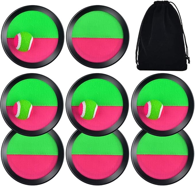 WXJ13 4 Sets Paddle Catch Ball and Toss Game 15.5cm Velcro Catch Ball Set for Sport with a Bag