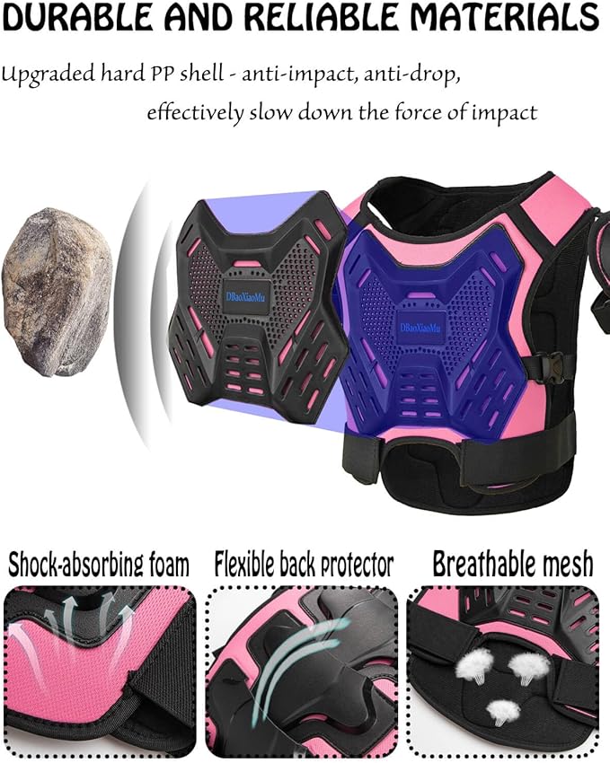 Kids Dirt Bike Gear, Youth Motocross Armor Protective Vest Suit，Children Chest Back Knee Elbow Protection for Cycling ATV