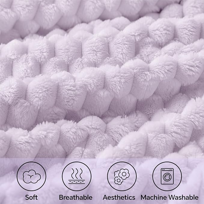 BEDELITE Lavender Twin Blanket for Couch, Soft Cozy Gifts for Women, 60*80 | 3D Jacquard Decorative Fleece Blanket, Super Soft Plush Throws, Cute Birthday Gift for Women & Men, Suitable for All Seasons