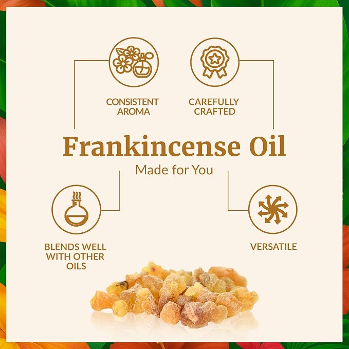 SVA Frankincense Essential Oil – 4 Fl Oz – for Diffuser, Skin & Hair Care – Ideal for Massage & DIY Blends – with Dropper