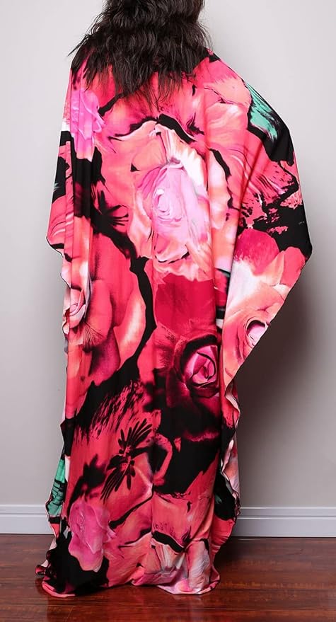 Venasha Womens Caftan Floral Print Kaftan Dress Short Sleeve Swimsuit Cover up Loungewear for Summer
