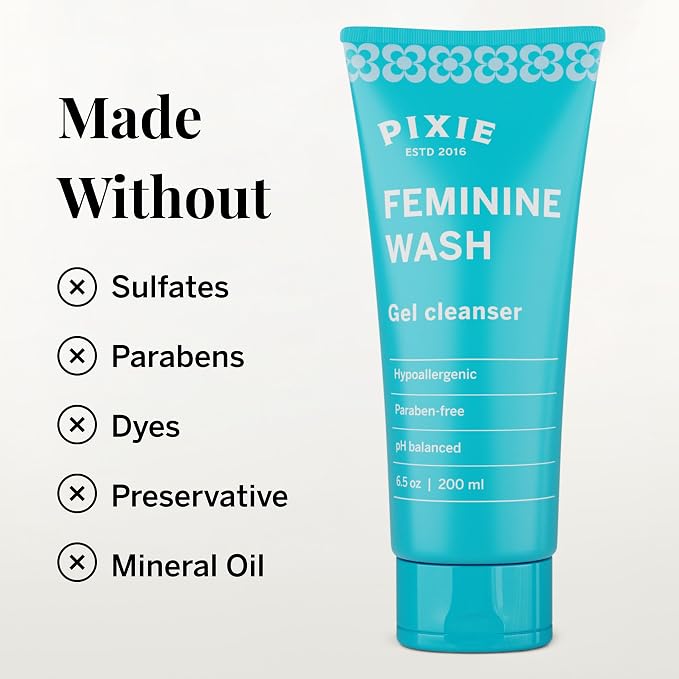 Pixie Feminine Wash - Best Formula to Wash Your Period Cups - Organic and Natural Ingredients & pH Balanced - Gel Cleaner - Sterilizer Soap for Menstrual Discs, 6.5 Fluid oz