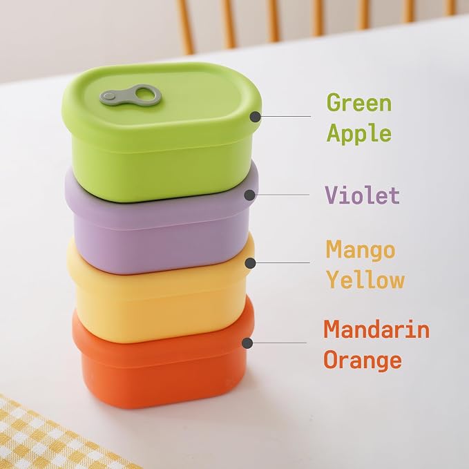 Silicone Food Container, Steam Vent, Mandarin Orange, 7 fl oz | Korean-Made, Microwave & Freezer Safe, Leakproof, Airtight, Dishwasher Safe, BPA Free