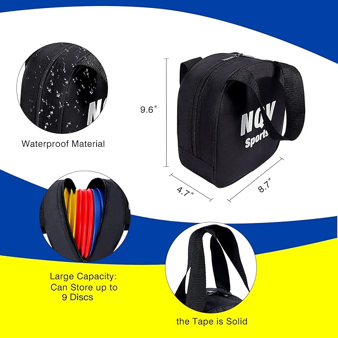 NQV Disc Golf Set,Disc Golf Starter Set-6 Pack Driver, Mid-Range and Putter Discs with Disc Golf Bag for Outdoor and Backyard(Black Bag), Medium