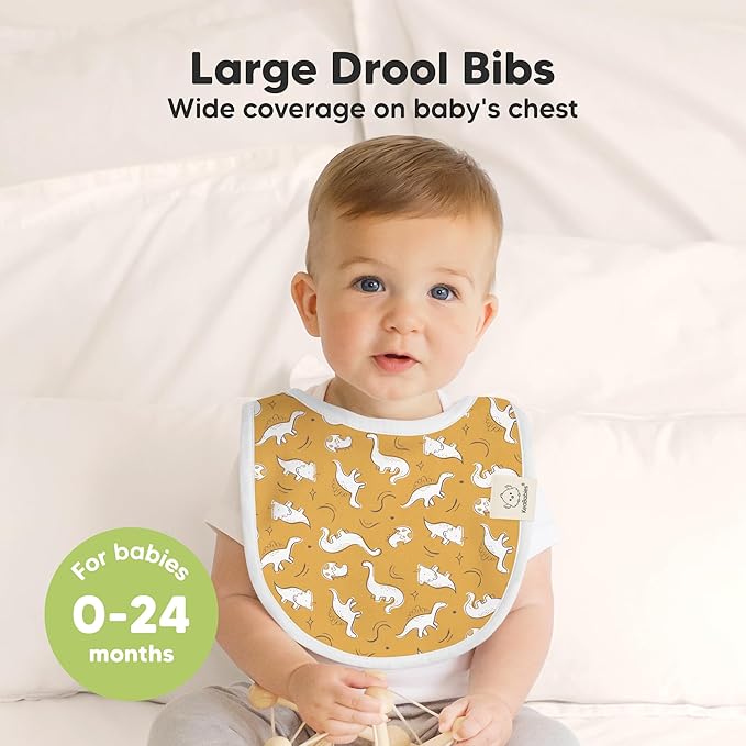 KeaBabies 8-Pack Organic Baby Bibs for Drooling and Teething - Soft Cotton Bibs for Baby Girl, Boy, Extra Absorbent, Easy to Clean & Put On for Toddler, Newborn, Infant 0-24 Months (Mesozoic)