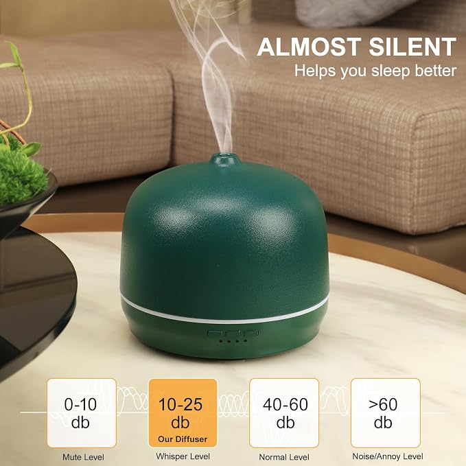 Ceramic Essential Oil Diffusers for Home Large Room, 500ml Aromatherapy Scent Air Diffuser Bedroom Ultrasonic Aroma Defusers with Timed -Orange