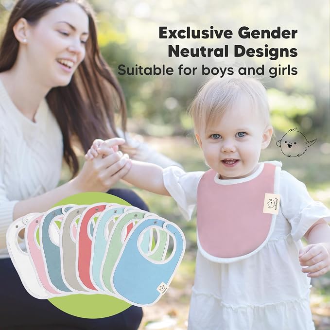 KeaBabies 8-Pack Organic Baby Bibs for Drooling and Teething - Soft Cotton Bibs for Baby Girl, Boy, Extra Absorbent, Easy to Clean & Put On for Toddler, Newborn, Infant 0-24 Months (Spring)