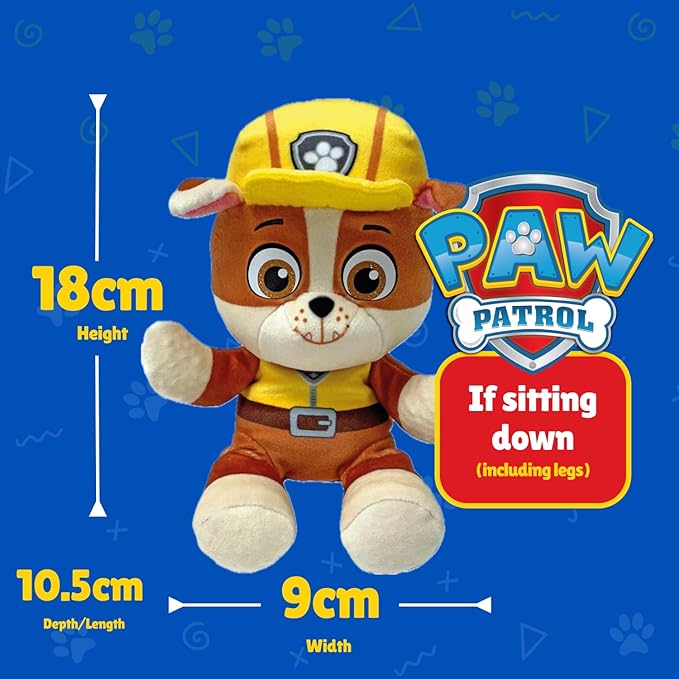 TY - Paw Patrol Collection, Rubble, All The Heroes of The Puppy Squad in Floppy Version, Soft Plush to Collect, Gift Idea for Young and Old - 20 cm - T44020
