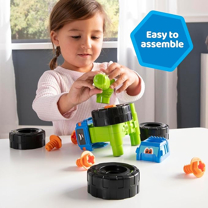 Build-A-Buddy Monster Truck - 2-in-1 Building Toys with Hand Ratchet for Take Apart Play - Toddler STEM Building Set - Construction Toy for Ages 18 Months and Up