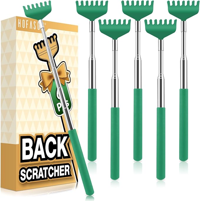 HOFASON 6 Pack Back Scratcher, Stocking Stuffers for Men Adults Women Teens, Christmas Small Bulk Gifts for Men Women Teens, White Elephant Gag Birthday Gifts, Party Favors Prizes for Adults (Green)
