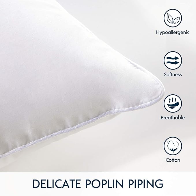 Phantoscope Throw Pillow Insert with 100% Cotton Cover, 16x16 Inch, 2 Pack | Soft Supportive Throw Pillows for Couch Bed, Hypoallergenic Breathable Pillows Inerts, Square Decorative Cushion Sham Stuffer