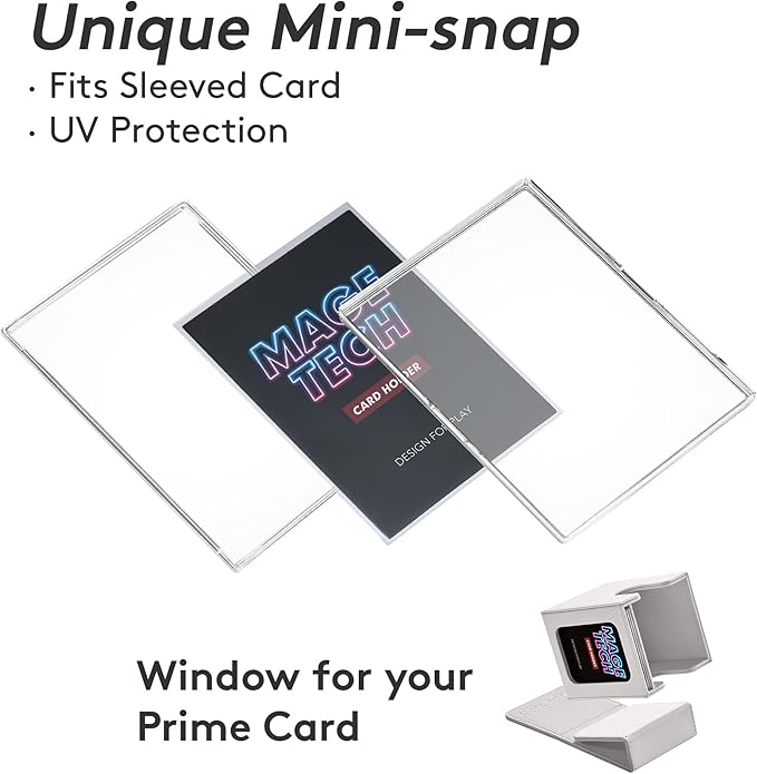 Commander Deck Box Lite - Card Display with Mini Snap Card Holder & Removable Cover, Fits 100+ Single-Sleeved Cards, Ideal for MTG, PTCG, OPCG, SWU & More (White)