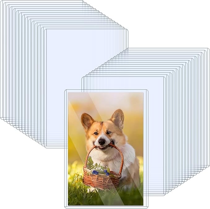 30 Pack Rigid Print Protectors 5" x 7" Clear Photo Protectors Hard Plastic Photo Sleeves Top Loading Card Plastic Sleeves