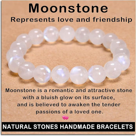 AD Beads Handmade Gemstone Stretch Elastic Bracelet Crystal Healing Reiki Nature's Beauty and Spiritual Essence Unisex
