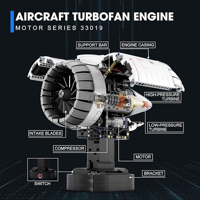 Reobrix Aircraft Engine Building Sets, Engine Model Kit That Works, Model Engine Kit for Adults with Motor 33019, STEM Mechanic Engineering Model Construction Toys for 14+ (1813 PCS)
