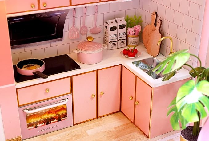 CUTEROOM DIY Miniature Dollhouse Kit with Furniture,Wooden Doll House DIY House Kit for Birthday Christmas- Meeting Your Sweet
