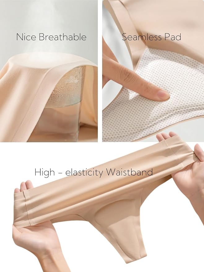 Seamless Anti Embarrassment Workout Underwear | No-Show Invisible Thongs, Smooth Contour Proof Intimates, Cameltoe Concealer Clothing Layer
