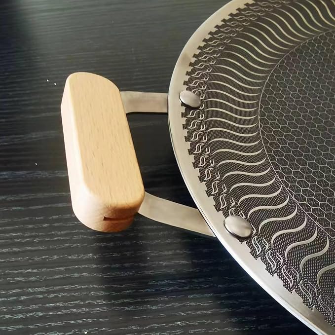 Korean BBQ Grill Pan Nonstick Round Griddle Pan Portable Stainless Steel Skillet Pan with Handle Dinner Server Pan,13.4inch