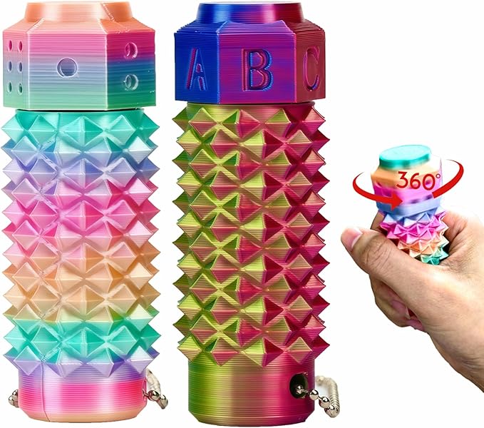 2pcs Little Ouchies Pain Fidget, Rotating Spiky Grippie Pain Stim Tool Fidget Toys for Adults, Mini Pocket Keychain Fidge t toys for Hard Spiky Sensory Toy Anxiety Relief for Christmas Classroom Gift