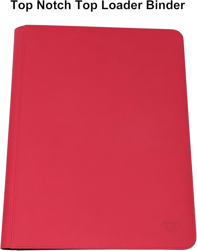 GrinOwl 16 Pocket Top loader Binder, Holds 640 Top Loaders, Large Top loader Card Binder with Sleeves for Cards in 3" x 4" Top loaders (Red)