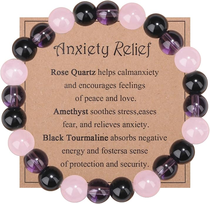 MAIBAOTA Healing Crystal Bracelet for Women Empath Protection & Safe Travel & Anxiety Relief Bracelet - New Beginnings Lucky Charms for Travel/New Job/Next Chapter