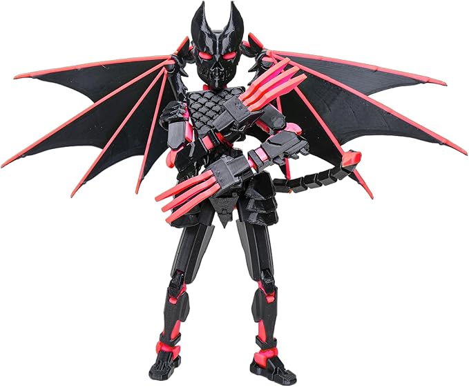 (Assembly Completed Dummy 20 Action Figure, 8.1 inches, Strong Magnetic Accessories, 10 in 1, 3D Printed Robot Multi-Jointed Movable，Oni Warrior Series (red)