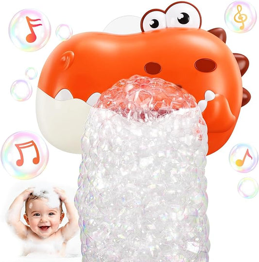 Baby Bath Toys, Rechargeable Dinosaur Bath Bubble Machine with Music, Bathtime Bathtub Toys for Toddlers Birthday Valentines Gifts, Bubble Maker Toys for Kids Ages 1-3 4-8 Baby Gifts (Red)
