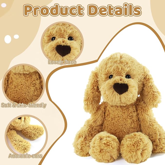 The Golden Retriever Plush, Dogs Stuffed Animals, 10" Golden Retriever Stuffed Animal, Ideal Christmas Animal Gift for Toddlers, Kids & Teens, for Ages 3-14