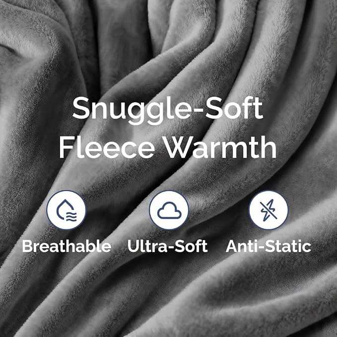 Fleece Blanket Full Size - Ultra-Soft Flannel Fleece Blanket - Dark Grey | Soft, Warm, Outdoor Picnic Blanket for Camping, Travel, Lightweight, Cozy, Anti-Static, Home Decor Gifts for Men & Women