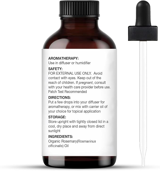 Majestic Pure Organic Rosemary Essential Oil - 100% Pure & Premium Oil for Hair Growth, Skin, Face, Aromatherapy & Diffuser - 1 fl oz | Perfect Oil for Hair Growth