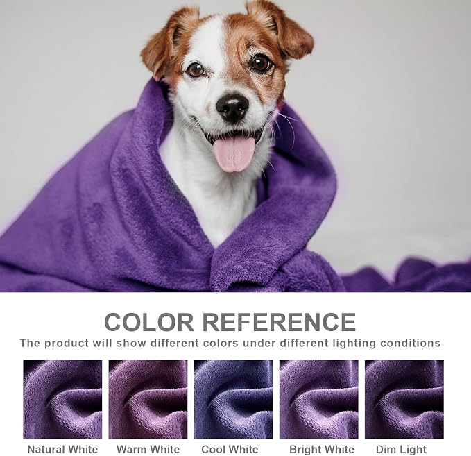 Hansleep Throw XL Purple Fleece Blanket, Soft Flannel Bed Blanket | Fuzzy Cozy Blanket 50x70 Inches, Multi-use for Bed, Sofa, Couch, Travel, Camping, All Season Warm Lightweight Cover