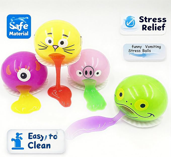 Vomiting Egg Slime Toy - Funny Prank Squeeze Stress Ball Puking Yolk, Novelty Fidget Relief Toy Gag Gift for Kids Adults, Christmas Stocking Stuffers & Birthday Parties
