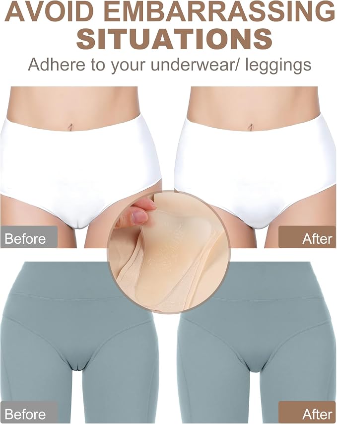 CICKEE Camel Toe Concealer Reusable - Waterproof Camel No Underwear Insert Pack Cameltoe Concealer Proof Silicone Camel Toe Hider Cover Stopper Underwear Guard for Women - 4 Pack Nude