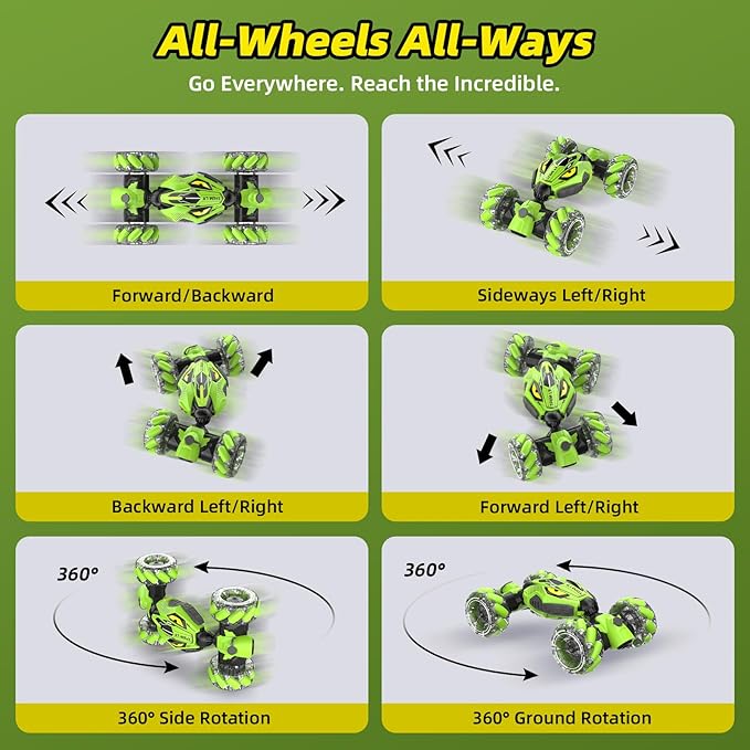 Unique 4WD High Speed RC Cars, Gesture Sensing Remote Control Cars for Boys 8-12, Double‑Sided Driving RC Drift Car, 360° Rotating Stunt Car Toys, Outdoor Toys for Kids Ages 6 7 8 9 10 11 12 Year Old