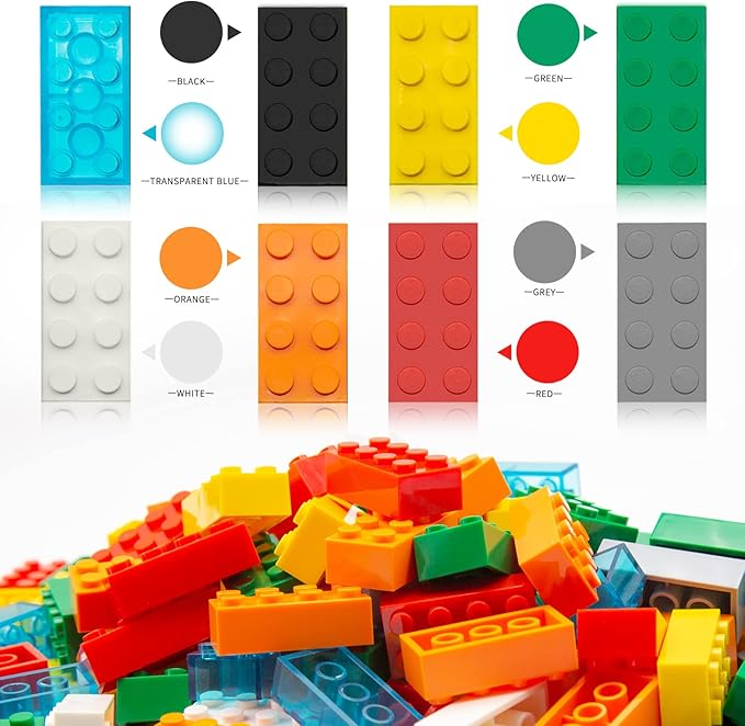 2x4 Building Bricks 320 Pieces, Lime Bricks Bulk Kit, Basic Parts Accessories, Classic Creative Building Blocks Set, Compatible
