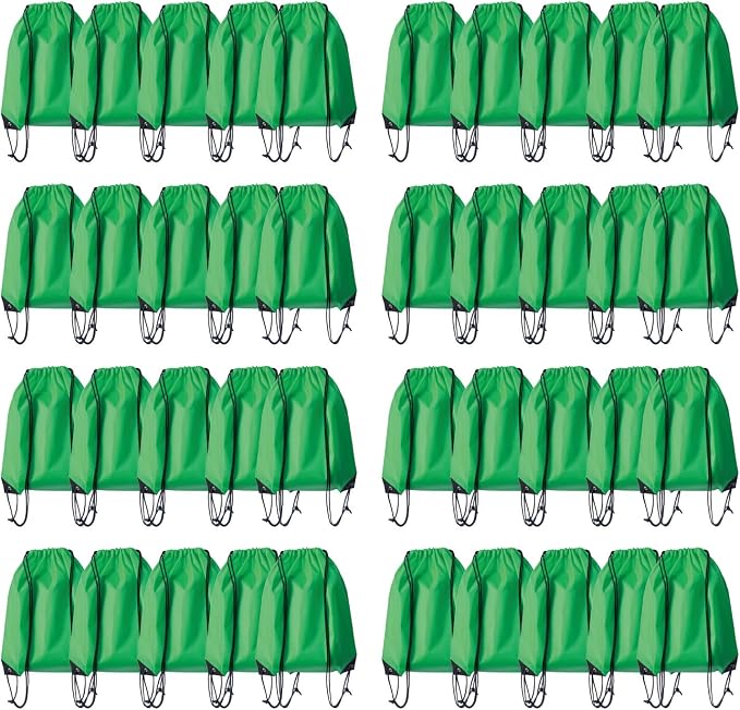 Drawstring Backpack Bulk 40Pcs Draw String Backpack Bags DIY Gym Sports Traveling Yoga Cinch Bag Sackpack Drawstring (green)