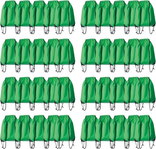 Drawstring Backpack Bulk 40Pcs Draw String Backpack Bags DIY Gym Sports Traveling Yoga Cinch Bag Sackpack Drawstring (green)