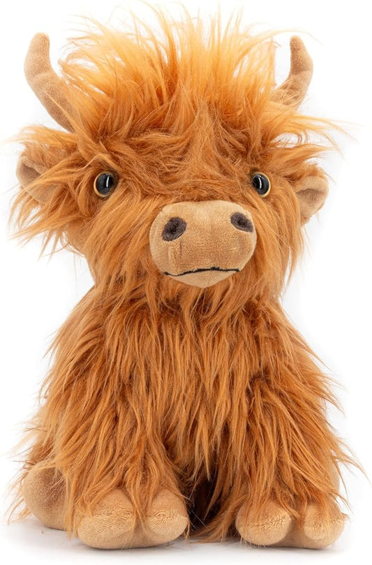 MARYSUN Microwavable Highland Cow Stuffed Animal Toy - Brown Stuffed Animal Gift for Girls and Kids