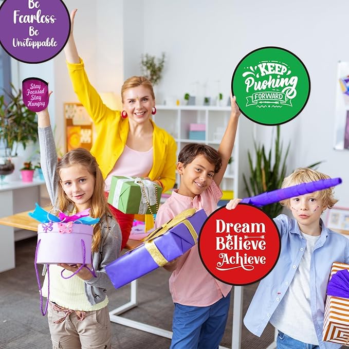 56Pcs End of Year Gift for Students from Teacher Inspirational Foldable Flying Disc Hand Fans Set with Bags Motivational Folding Pocket Beach Gifts Graduation School Birthday Outdoor Activities Game