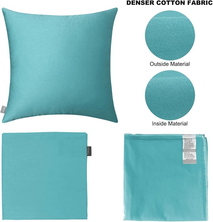 Thmyo 4-Pack 100% Cotton Comfortable Solid Decorative Throw Pillow Case Square Cushion Cover Pillowcase Sublimation Blank Pillow Covers DIY Throw Pillowcase for Sofa Bedroom(20x20 inch/ 50x50cm,Green)