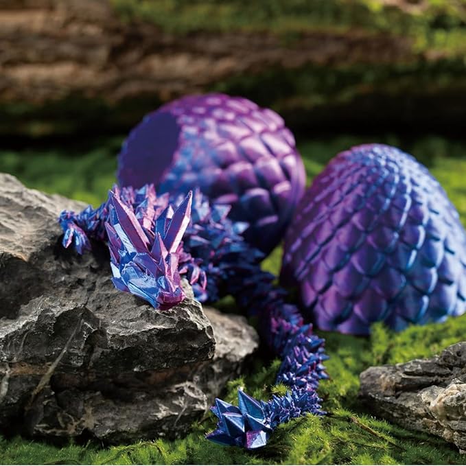 3D Printed Dragon Easter Egg - Perfect Basket Essentials Stuffers, Prefilled Easter Egg Filled with Toy, Articulated Crystal Dragon Fidget Toy