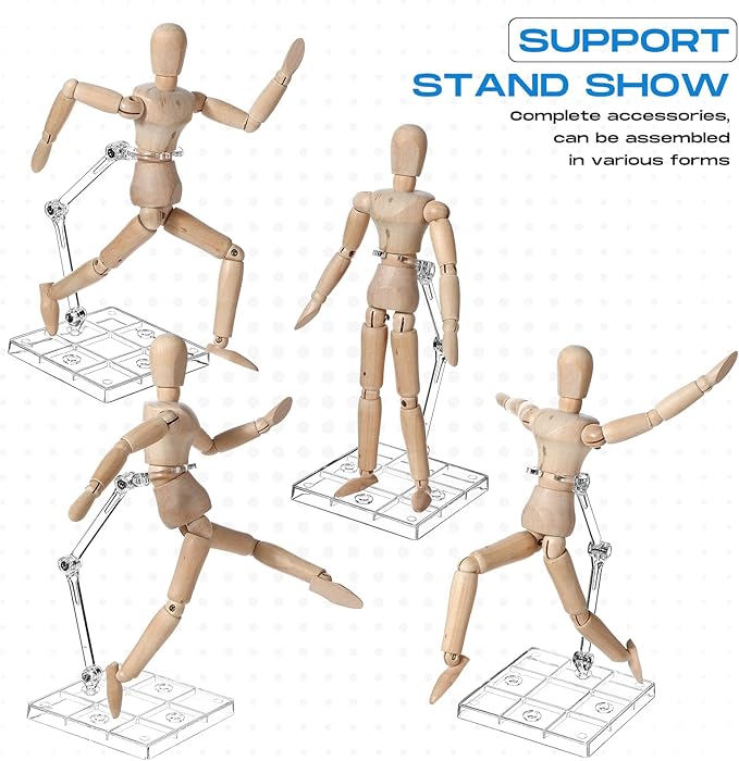 24 Pack Action Figure Stand Model Support Stand Clear Doll Base Assembly Action Figure Display Holder Base with Screwdriver Compatible HG/RG 1/144 Toy, Transparent(6.3 Inches)
